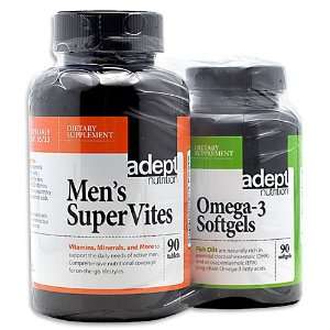 Adept Nutrition Mens SuperVites + Omega 3 Softgels Combo 90 Tabs + 90 
