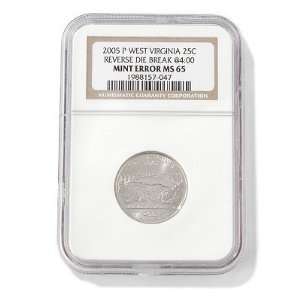   State Quarter Reverse Die Break Mint Error MS65 NGC