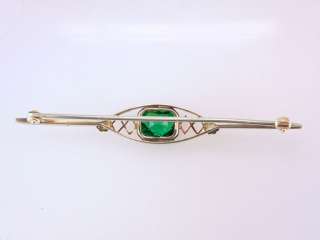 Antique Victorian Emerald 2.00ct Yellow Gold Pin Brooch Jewelry  