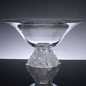 CRYSTAL FROSTED ROSE CENTERPIECE BOWL 