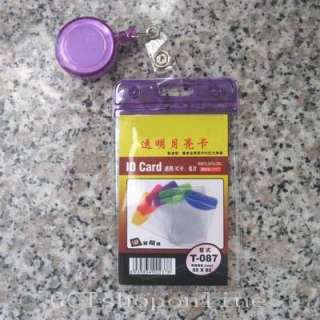 ID Card Holder Purple Reels Retractable Badge Clip  