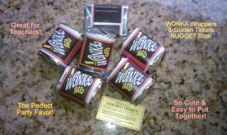   SIZED WILLY WONKA CHOCOLATE BAR WRAPPERS & GOLDEN TICKETS  