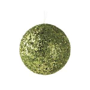 Set of 6 Festive Green Glitter Sprinkles Christmas Ball 