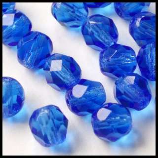 60 Glasschliffperlen 7mm Sapphire Blau Glasperlen E92  