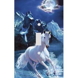  White Night Stallion Decorative Switchplate Cover