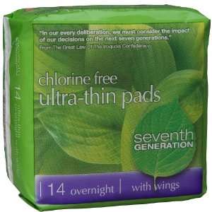  Seventh Generation   Ultra Thin Overnight Pads, 14 Pack 