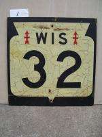 Vintage Wisconsin Highway 32 Road Sign Red Arrow Wood  