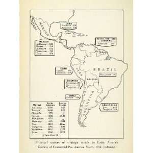  Mexico Central Latin South America Cuba Metals Geology Resources Map 