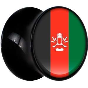  13mm Black Acrylic Afghanistan Flag Saddle Plug Jewelry