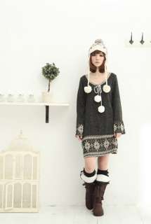New Japan Sweety Snowflake Image Knit Cotton Dress 3 Colors  