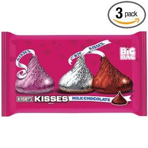 Valentines Hersheys Milk Chocolate Kisses, 18.5 Ounce (Pack of 3)