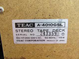   used TEAC A 4010 High Density Ferrite Head Reel to Reel 4 Track Player