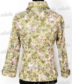 Chinese Floral Jacket Blazer Coat Green XL/Sz.16 EGCJIN  