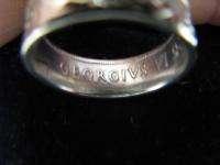 CA7 1945 Canadian Half Dollar   50 Cent 90% Silver Coin Ring Size 10.0 