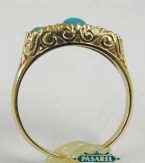Fabulous 14k Y. Gold Turquoise & Diamond Designer Ring  