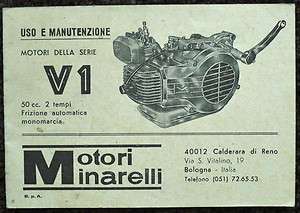 MOTORI 1975 MINARELLI SERIES V1 50CC MOTORCYCLE HANDBOOK  