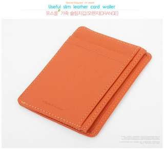 Mens & Womens Genuine Leather USEFUL Mini Card Wallet Black Brown Pink 