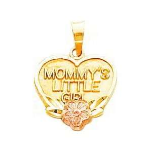  10K Two Tone Gold Mommys Little Girl Heart Charm: Jewelry