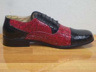 MENS ITALIAN STYLE BLACK& RED DRESS SHOES SIZE 10 NEW  