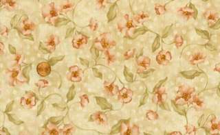 CLEARANCE   3+YDS WINSOME BLOSSOMS FAWN QUILT FABRIC  