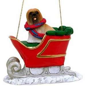  Brown Lhasa Apso in a Sleigh Christmas Ornament: Home 