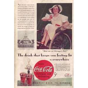   Print Ad 1934 Coca Cola Meet me at Chicagos fair. Coca Cola Books