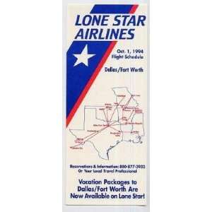  Lone Star Airlines Flight Schedule October 1994 Dallas 