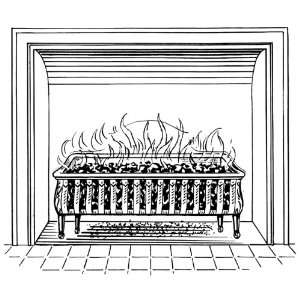  Window Cling 6 inch x 4 inch Line Drawing Fire Grate