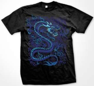  Blue Dragon T Shirt, Liquid Blue Asian Dragon Fantasy 