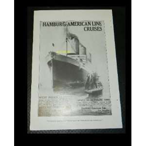  1912 HAMBURG AMERICAN LINE SHIP CRUISE THEODORE B STARR 