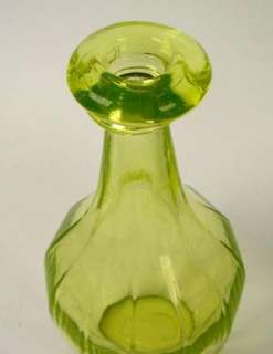 Antique Flint Glass Canary Yellow Panel Back Bar Bottle  