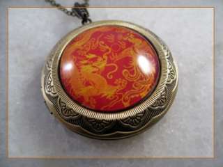 on sale chinese dragon phoenix brass locket pendant necklace 7777