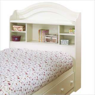   Summer Breeze Twin Bookcase Headboard & Storage White Wash Bed  