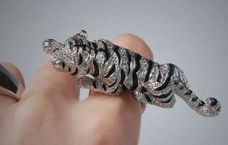 White Gold Plated Cubic Tiger Ring SZ 6.5  