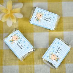   Boy   20 Mini Candy Bar Wrapper Sticker Labels Baptism Favors: Baby