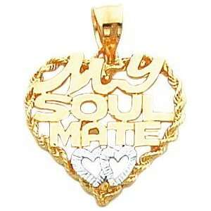  14K Two Tone Gold My Soul Mate Heart Pendant Jewelry