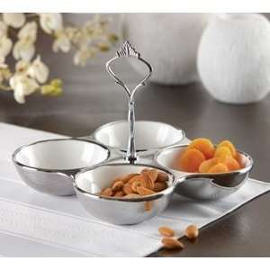  American Atelier 4 Section Snack Server with Silver Accent 