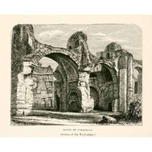  1876 Wood Engraving Arches Tepidarium Baths Caracalla 