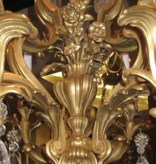 Rococo Louis XV Style Bronze Rock Crystal Chandelier  