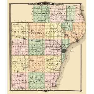  MANITOWOC COUNTY WISCONSIN (WI) MAP 1878