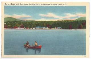 CAROGA LAKE, NY   SHERMANS BATHING BEACH   POSTCARD  