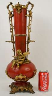   19th C. Louis XV Syled Bronzed Spelter Enamel 21 Cupid Angel Vase