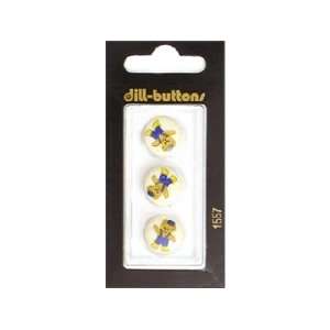   Dill Buttons 15mm Shank Bear Waving Blue 3 pc (6 Pack)