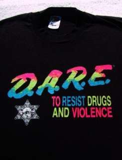 DARE to Resist Drugs & Violence day glo LARGE T SHIRT  