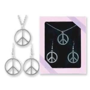    Peace Sign Fashion Earrings and Necklace Set in Gift Box: Jewelry