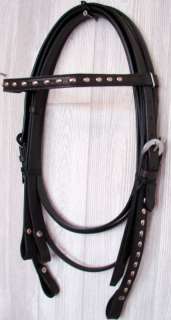 BLACK Leather Western Show Headstall STUDS Horse Trail  