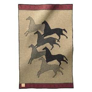   Mills Running Horse 100%Virgin Wool Jacquard Blanket: Home & Kitchen
