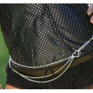 Rhinestone Belly Chain Double Row Crystal Belt with 2 Strings and 