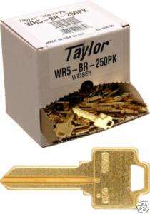ILCO TAYLOR WEISER WR5 250 BULK BOX BRASS KEY BLANKS  