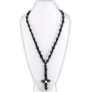   Black Onyx Black Crystal Alloy beads Unisex Chain (By BAGATI CRYSTO